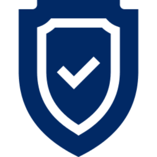 Blue shield with check mark icon