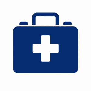 Blue medical first aid kit icon